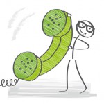 Strichmännchen mit Telefonhörer, Kontakt und Impressum